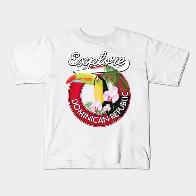 Explore Dominican Republic retro logo Kids T-Shirt by nickemporium1